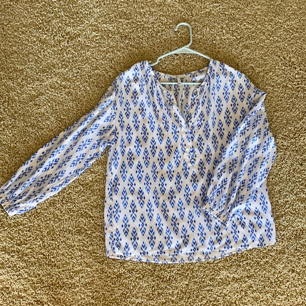 JOIE 100% Dimna Blue Print Blouse
